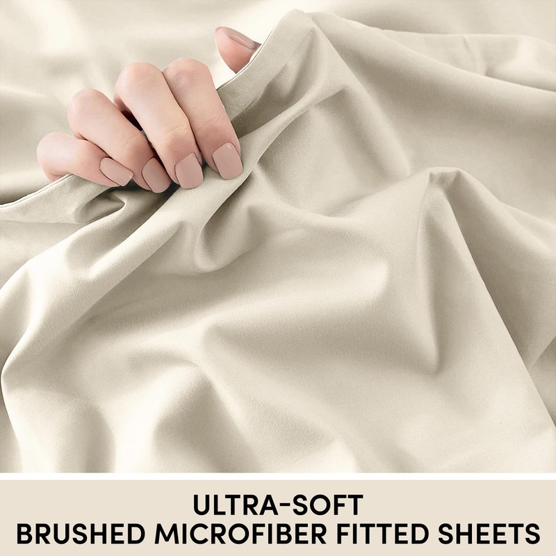 Moonlight Bedding King Size Brushed Polyester Fitted Sheet, 152 x