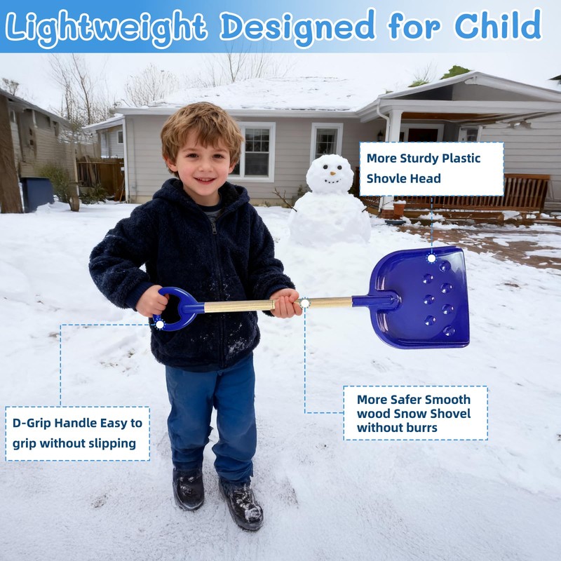 Dxmimer Blue Kids Snow Shovel - Adjustable 22–32 inch Toddler