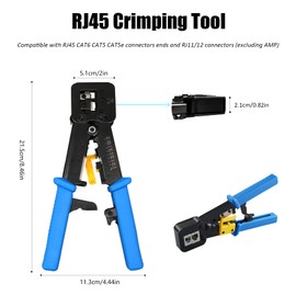 Crimping Tool Kit ValueHall Multifunctional Ethernet Crimper Crimp Tool Kit for RJ-11/12/45 Cat5/5e/6 Crimping Tool Kit with 50PCS Connectors V8C03