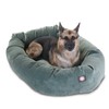 Majestic Pet 52 Inch Micro Velvet Calming Dog Bed Washable – Cozy Soft Round Dog Bed with Spine for Head Support - Fluffy Donut Dog Bed 52x35x11 (inch) – Round Pet Bed X- Large – Azure (2025)