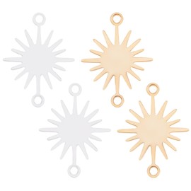 Beebeecraft 40Pcs 2 Colors Sun Link Connector Charms 18K Gold & Sterling Silver Plated 2-Hole Pendant for DIY Bracelet Necklace Earring Jewelry Making