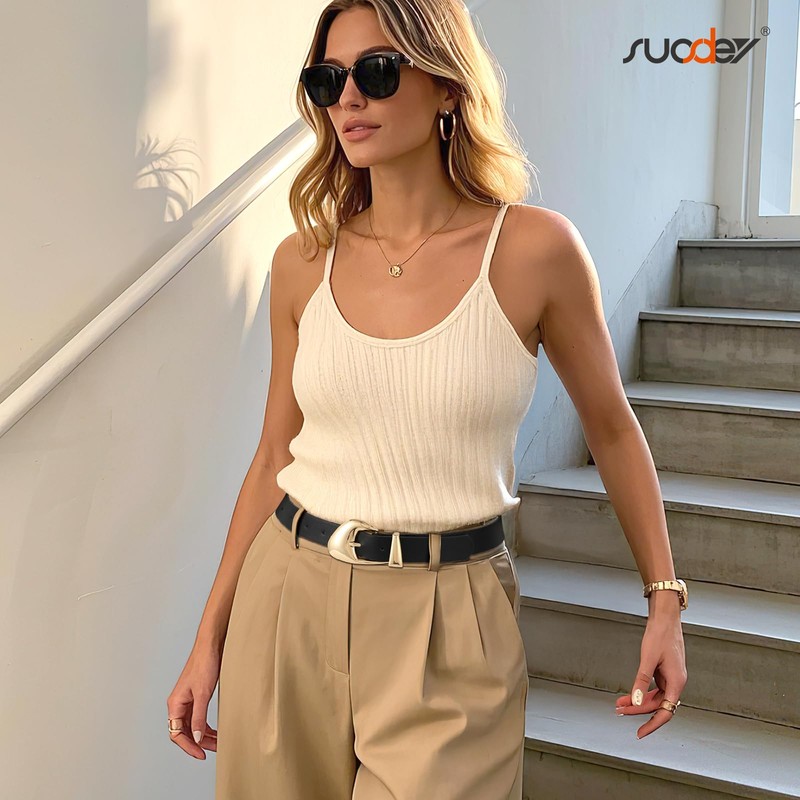 SUOSDEY Leather belt for jeans, trousers, fashionable women's belt with