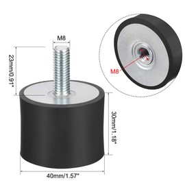 sourcing map M8 Male Female Rubber Mounts, Shock Absorber, for Motor Generator Compressor Garage Reverse Osmosis Pump Impact Air Generator Car Bobbins, D40mmxH30mm