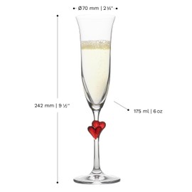 Stölzle Lausitz L'Amour Bicchieri da Champagne Rossi Set da 2 175 ml – Eleganti Flûte in Cristallo Ideali per Prosecco & Spumante – Vetro Cristallo Senza Piombo – Lavabili in Lavastoviglie