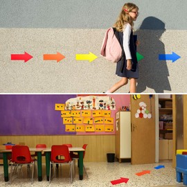 40 Pieces 8 Inch Arrow Sticker, Directional Arrow Sign Removable Adhesive Arrow Floor Decal Multicolor Waterproof Arrow Marking Arrows Safe Road Instructions Sticker for Floor Wall Applications