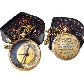 Amazing Art Handicrafts Go Confidently Quote Engraved Compass with Antique Leather case, Camping Compass,graduation gifts for him,Gift Compass, 2024 Graduation Day Gift,christian gifts for men