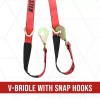 Boxer Tool V Bridle Tow Straps 2" x 6' Snap