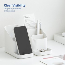 BLUE GINKGO Small Desk Organiser, Office Organisation, Desk Accessories, Pen Holder, Pen Holder for Desk, Office Desk Accessories (Made in Korea) - Green