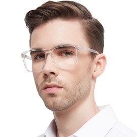 OCCI CHIARI Clear Reading Glasses for Men 2.5 Large Square Readers 1.0 1.25 1.5 1.75 2.0 2.25 2.5 2.75 3.0 3.5 (Transparent, 2.50)