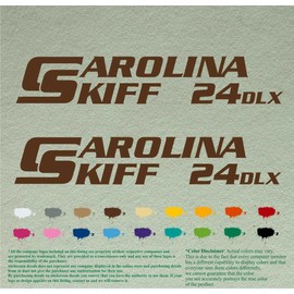 Pair of Carolina Skiff DLX 24 Compatible Replacement Boat Decals Vinyl Stickers Outboard Motor Set of 2 (15" X 2.7", Brown 080)