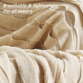 Crevent Cobija de estilo rústico para decoración de, sillón, sofá, silla y cama, suave, cálida, acogedora y ligera, para viajar, regalo para Navidad (127 x 152 cm, beige/marfil)