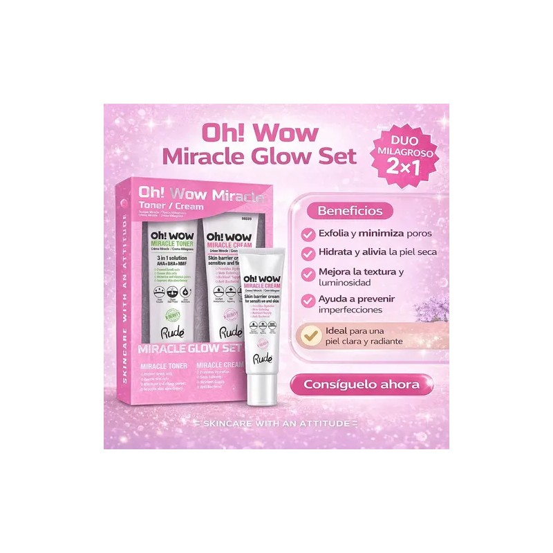 Kit Rude Miracle Glow Tónico & Miracle Cream Hidratante