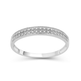 Jewelili 10K White Gold 1/20 Cttw Natural White Round Diamonds Stackable Eternity Bands Ring Size 8, White Gold, Diamond