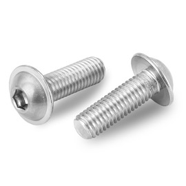 M5 x 12mm Flanged Button Head Socket Cap Screw Bolts, 304 Stainless Steel 18-8, Allen Socket Drive, Bright Finish, Fully Threaded, Pack of 50
