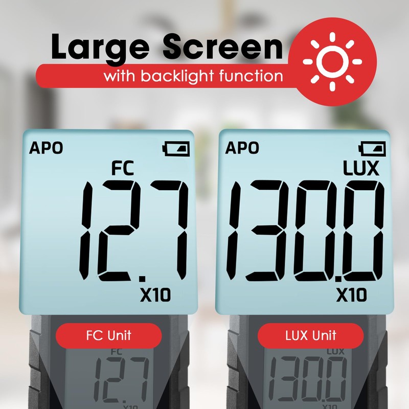Bluetooth Lux Meter Light Meter, 0.1~200,000Lux Range Light Meter for