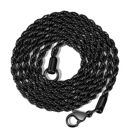 SINLEO Stainless Steel Twist Rope Chain Necklace for Men Women 2-6mm, 16-32 inches Silver Black Gold, Metal, No Gemstone