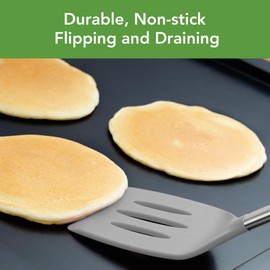 Tovolo Silicone Slotted Turner With Stainless Steel Handle, Pancake Spatula, Scratch-Resistant Kitchen Utensil for Nonstick Cookware & Cast Iron Skillets, Black, 1 Count