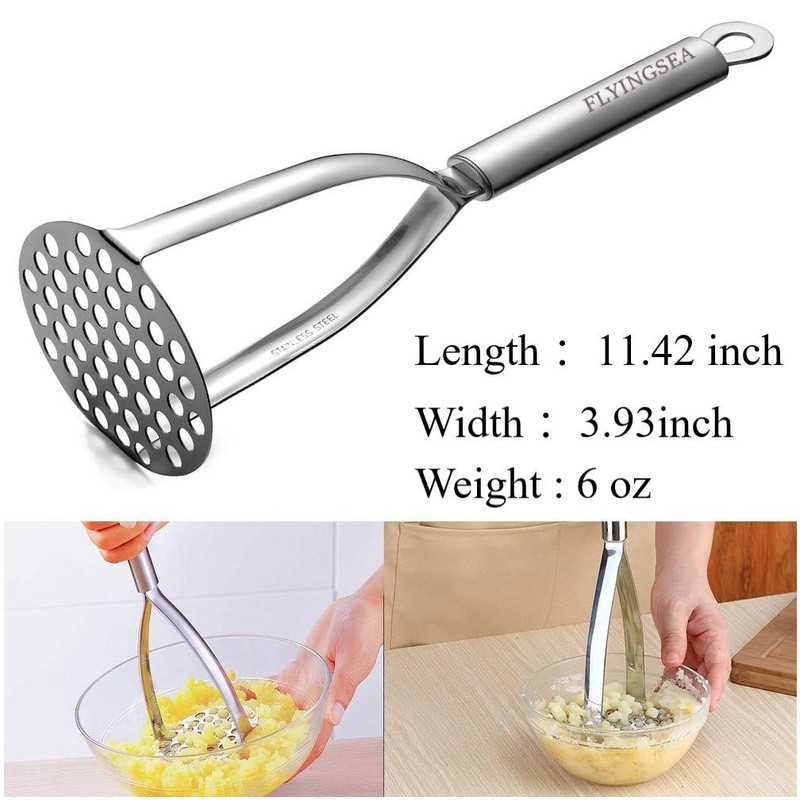 Potato Masher,Professional 18-10 Stainless Steel Potato Masher,Garlic Press,Cooking and Kitchen