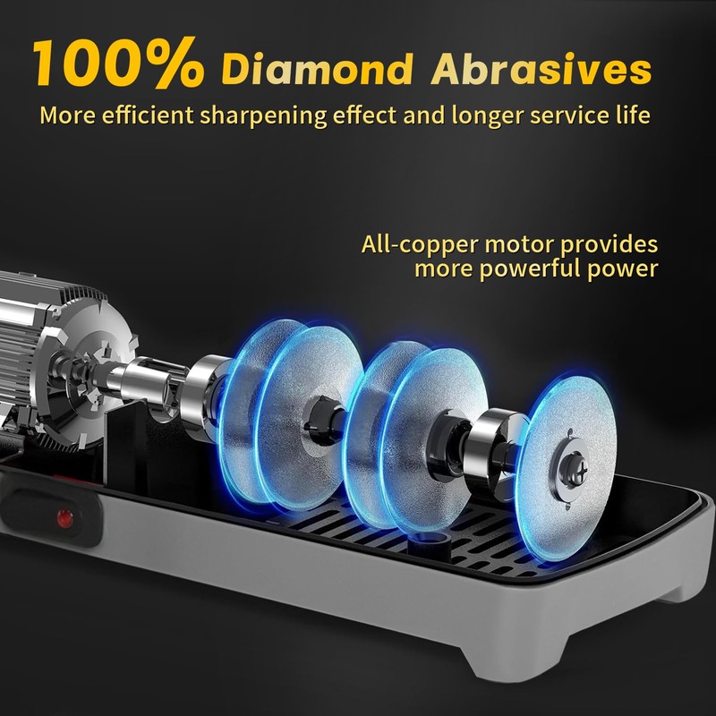 Electric Knife Sharpener for Kitchen – Professional 3-Stage 100% Diamond