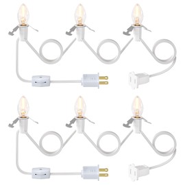 SURAIELEC Christmas Village Lights, 9FT Accessory Cord with 3 LED Bulbs, Ceramic Village Replacement Lights with Switch, Connectable C7 Light Cord for Holiday Decorations, UL Listed, Set of 2