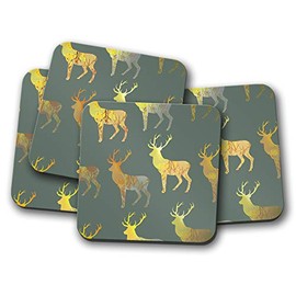 4 Set - Majestic Stag Coaster - Wildlife Deer Pretty Fun Mum #13000