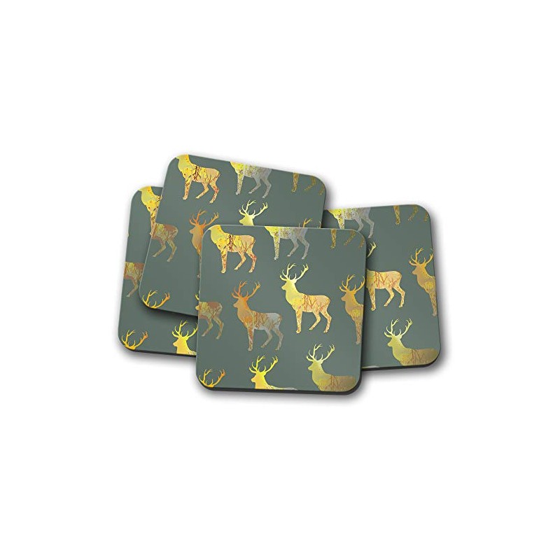 4 Set - Majestic Stag Coaster - Wildlife Deer Pretty