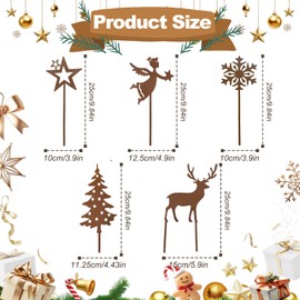 ZJKUBOIS Pack of 5 Christmas Garden Stakes, Rust Decoration, Christmas Included Deer Decoration, Christmas Candles, Weatherproof, Great Garden Decoration Made of Rust Metal for Garden, Balcony, Patio