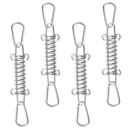 Pack of 4 Stainless Steel Tension Springs with Eyelets for Awning Attachment Tension Springs Tension Spring Awning Steel Spring with 8 Carabiner for Camping Awning Tents and More, 11.5 cm