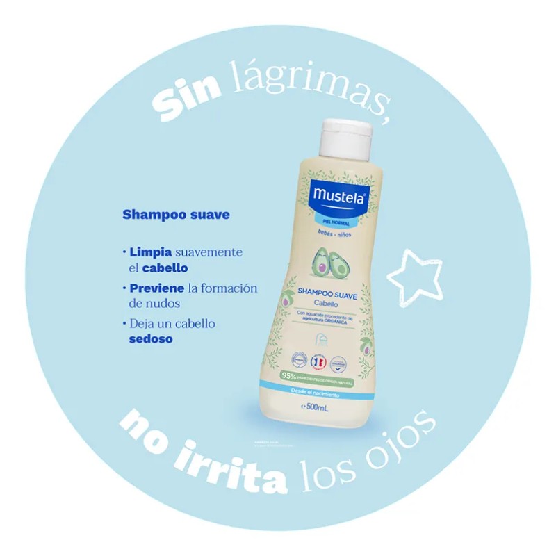 Mustela Shampoo Suave Hipoalergénico Sin Lágrimas Bebé 500ml
