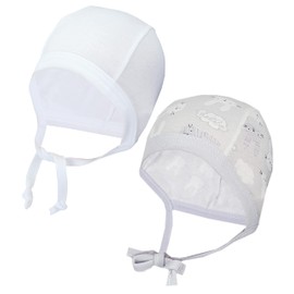 TupTam Unisex Baby First Hat for Tying Pack of 2, Rabbit Grey/White