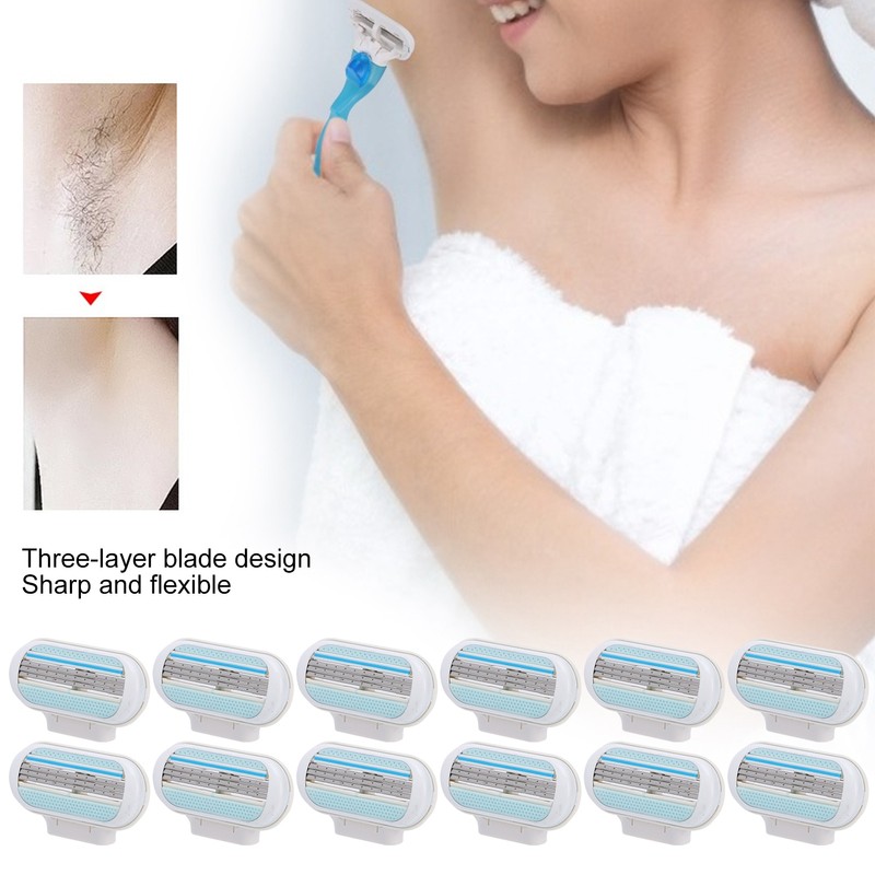 12Pcs Women's Razor Blade Refills 3 Blade Replacement Razor Blade