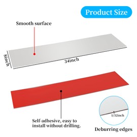 Self-Adhesive Door Kick Plates, 8 X 34 Kick Plates for Bottom of Door, Front Door Kick Plates Without Drill Hole for Interior or Exterior Anti Scratch Door Protection, Silver