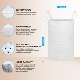 Homlikelan 72L Large Woven Laundry Basket,Blanket Basket Tall Wicker Laundry Baskets for Clothes,Toys,Pillows,Towels,Shoes,Plant Storage Basket for Bedroom,Living Room,Bathroom,Nursery White