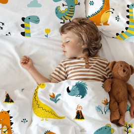 MUSOLEI Dinosaur Bed Linen 135 x 200 cm Children Girls Boys 3D Print Cartoon Dino Bed Linen Children's Bed Linen Microfibre Polyester Duvet Cover 135 x 200 cm with 1 Pillowcase 80 x 80 cm Dino04