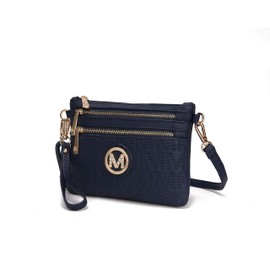 MKF - Bolso bandolera para mujer, correa de muñeca, piel sintética, bandolera pequeña, color negro, Roonie Navy