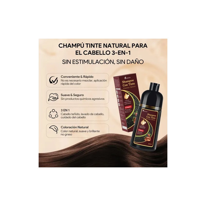 Shampoo Con Aceite De Argán Tinte Cubre Canas-marrón Oscuro