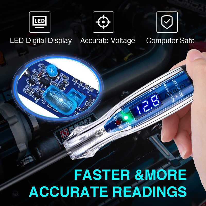 AWBLIN Automotive Test Light 3-60V DC Digital LED Circuit Tester,