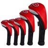 Andux 5pcs/Set PU Golf Wood Club Head Covers 460cc Driver