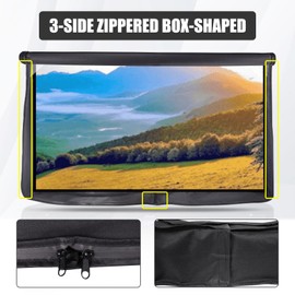 3-Side Zippered Box-Shaped Outdoor TV Cover 39 to 40 Inch Waterproof, 600D Heavy Duty Oxford Weatherproof TV Enclosure Protector, Waterproof Double Zipper Front Flap for Outside Flat Screen 39-40in TV