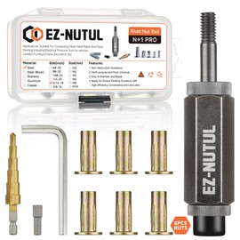 Multi-Grip Rivet Nut Installation Tool Set Pre-Bulbed Shank Flat Head Threaded Insert Nut Plus Nuts Assortment Kit Cross Rivnut for Construction Industrial 5/16-18(Plus Nut Tool-6pcs)