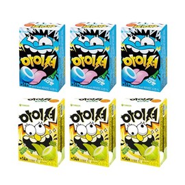 Korean Snack Super Sour Chewing Candy, Sweet and Sour, Soda and Green Apple Flavor, Individually Wrapped, 42g (1.48oz) Per Pack, 6-Pack Set (3 Each)