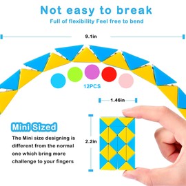 Galenecx 12 Stücke Magic Snake, 24 Blöcke Magische Schlangen Würfel, 3D Puzzle Magic Snake Cube, Kindergeburtstag Gastgeschenke, Knobelspiele für Kinder Erwachsene