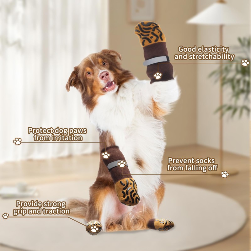 FANGCCC 2 Pairs Dog Socks Stop Licking Paws Anti-Slip Dog