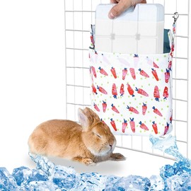 Jevnd No Condensation Rabbit Cooling Pouch with Ice Box for Cage, Up to 12-Hour Cool Ice Bag Hanging for Summer, Washable Arc-Chill Cooling Pack for Small Animal Bunny Chinchilla Ferret Guinea Pig
