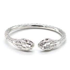 Better Jewelry Thick Snake Ends .925 Sterling Silver West Indian Bangle, 1 piece