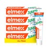 Elmex Toothpaste Junior 6-12 Years, 4 x 75 ml, Toothpaste for Children from 6-12 Years with Mild Flavour, Effective Caries-Protection