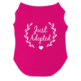 Just Adopted Dog Tee Shirt | Sleeveless Breeds | Adoption Event Prop Photoshoot | Rescue | Puppy | New Dog |Hot Pink, 6X-Large 20