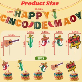 Muswarm 31Pcs Cinco de Mayo Party Decorations Set, Mexico Fiesta Hanging Swirl Supplies and Banner, Honeycomb Centerpieces, Cupcake Toppers Decor Accessories for Mexican Theme Birthday