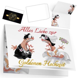 BREITENWERK A4 XXL Golden Wedding Couple Card with Envelope – Elegant & Funny Folding Card for 50th Wedding Anniversary – Gold Wedding Congratulations Card