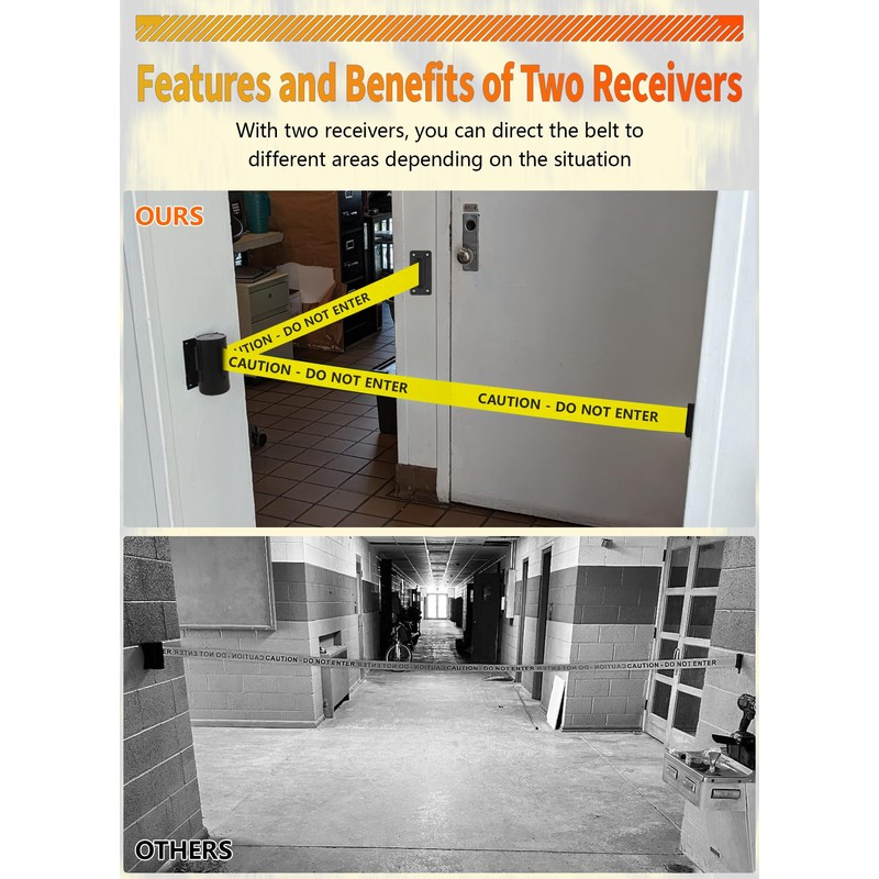 Wall Mount Retractable Barrier Belt, 16 Ft Crowd Control Retractable